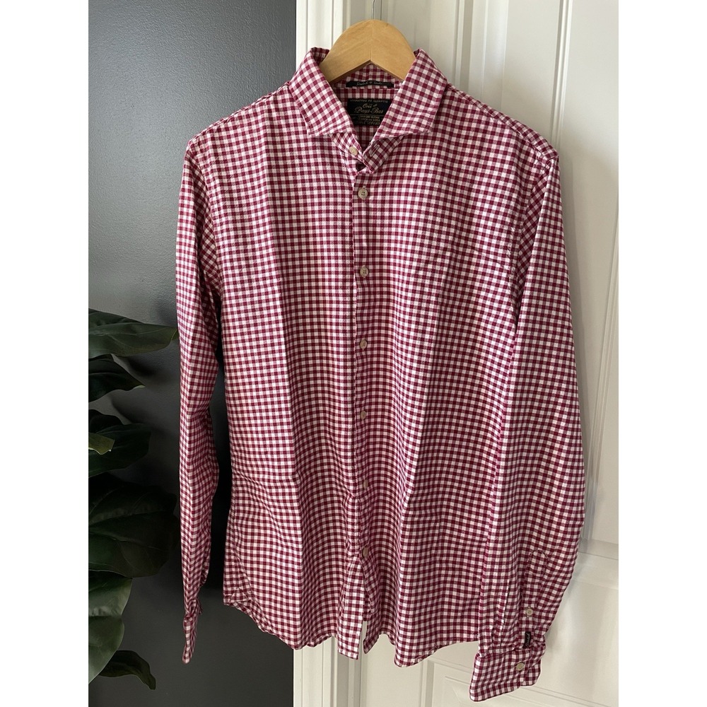 Scotch & Soda Shirt | Button-Up | Long Sleeve | Red White Check | Cotton | Large